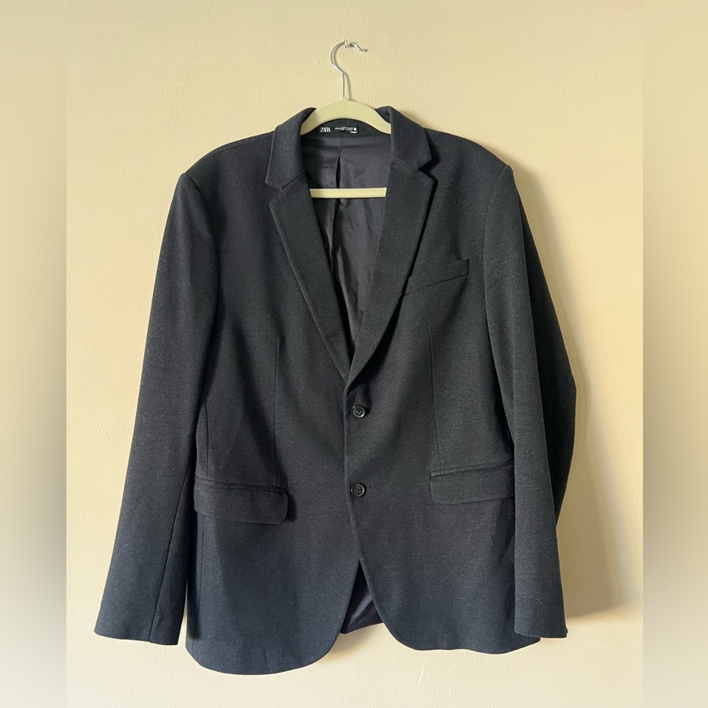 Zara Charcoal Blazer in a Black-Gray Blend • 44